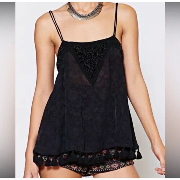 Ecoté Siberian Flowy Embroidered Bead Embellished Tassel Strappy Size Small - Picture 2 of 10